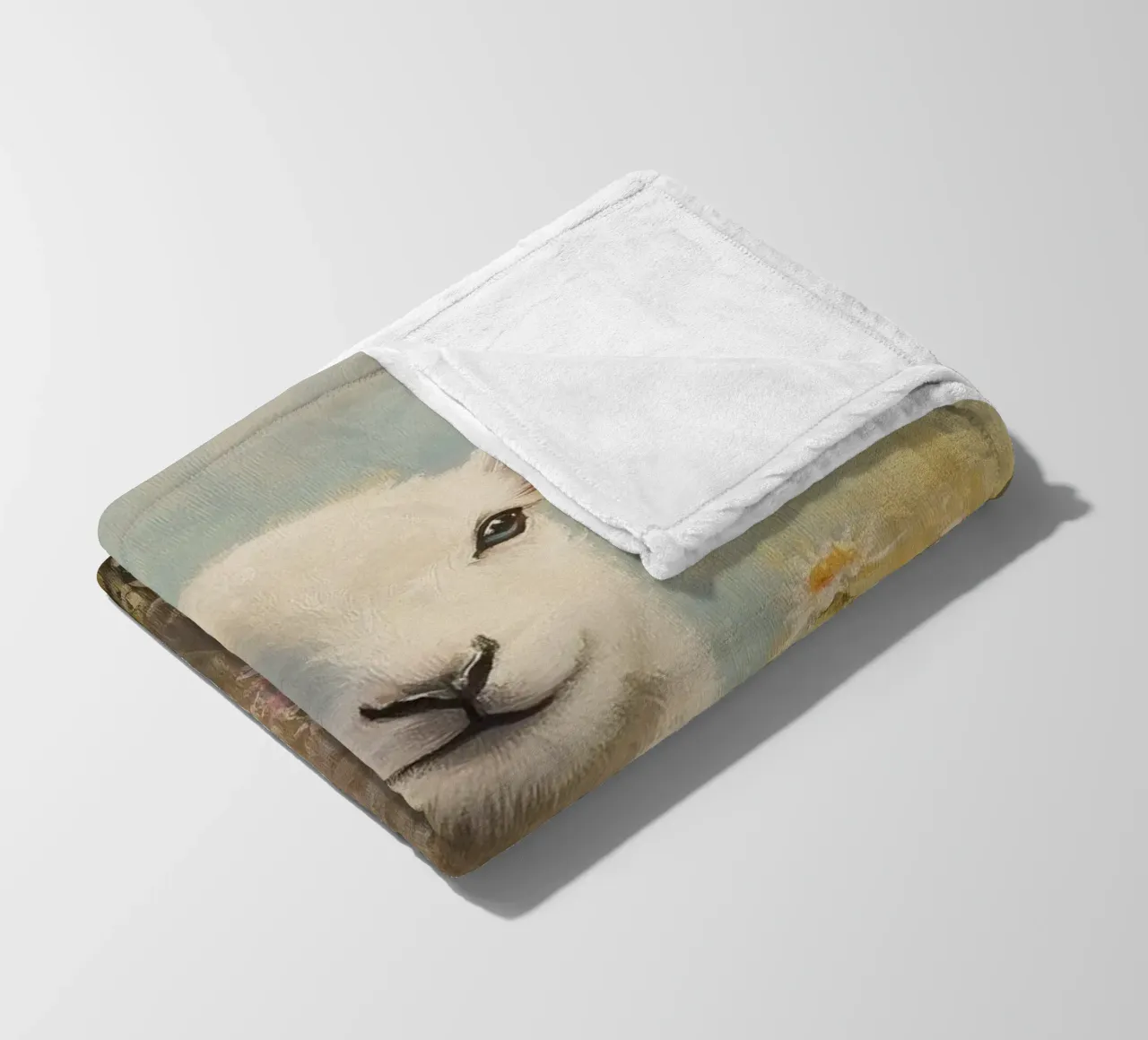 Agnello in un campo di fiori selvatici coperta in pile da Melloi Art Print