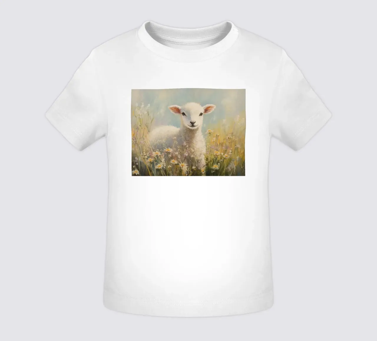 Agnello in un campo di fiori selvatici maglietta neonato da Melloi Art Print