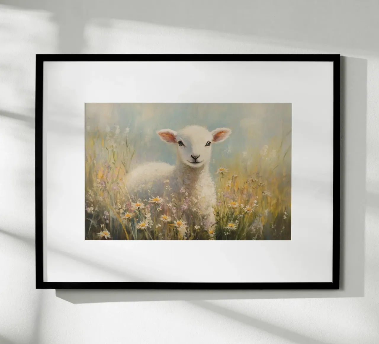 Agnello in un campo di fiori selvatici carta hahnemühle da Melloi Art Print