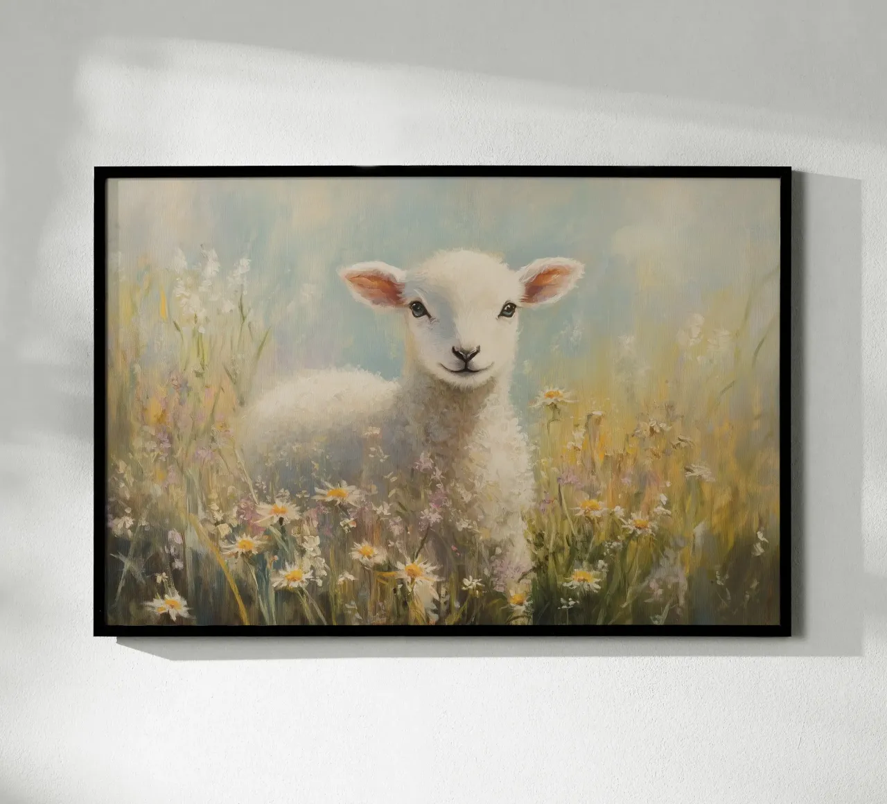 Agnello in un campo di fiori selvatici carta hahnemühle da Melloi Art Print