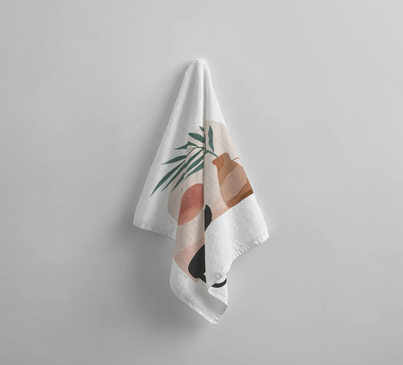 Minimalistische kat met zonsondergang badhanddoek van Melloi Art Print