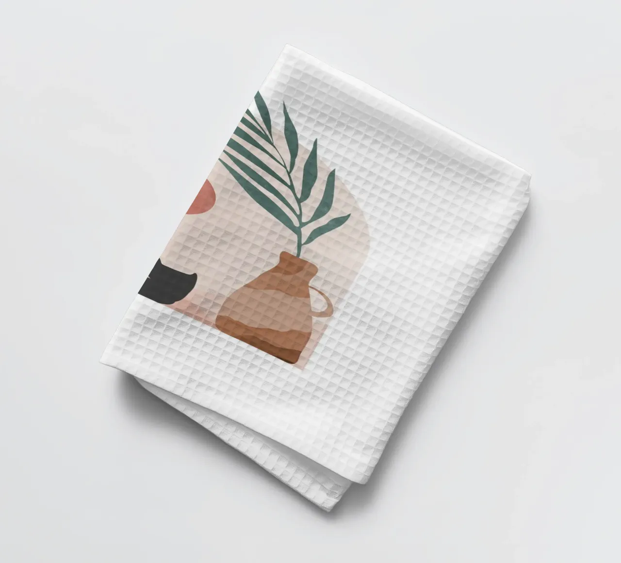 Minimalist Cat with Sunset Background tea towel by Melloi Art Print