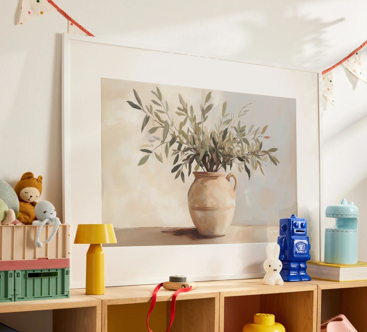 Keramische Vase mit Grünzeug Poster von Melloi Art Print