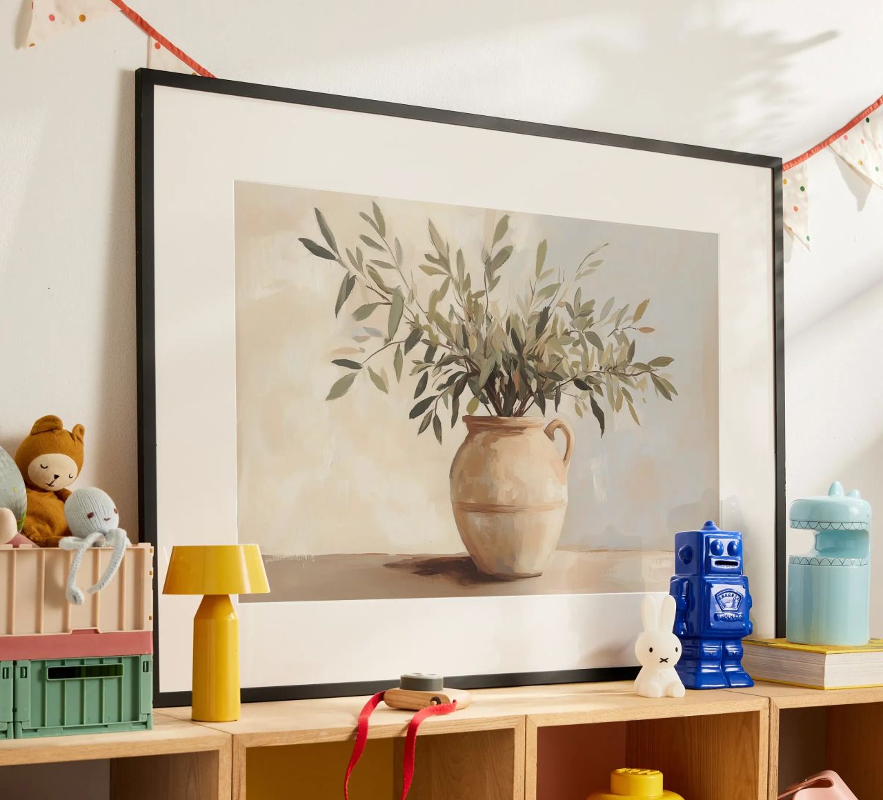 Keramische Vase mit Grünzeug Poster von Melloi Art Print