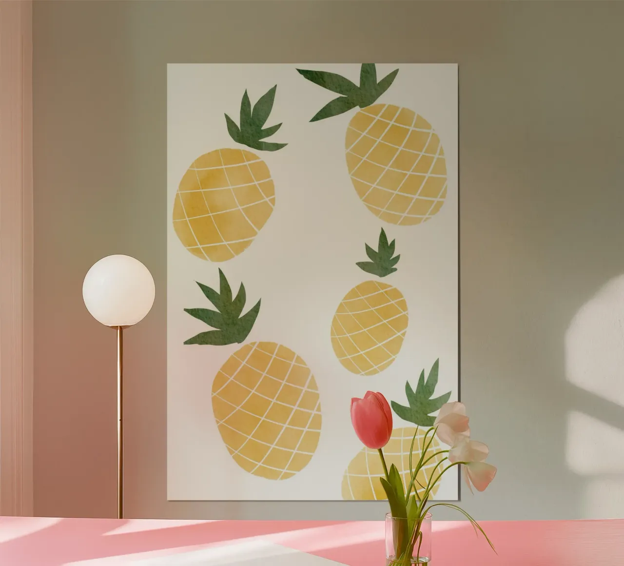 Illustrazioni di ananas poster con telaio in alluminio da Melloi Art Print