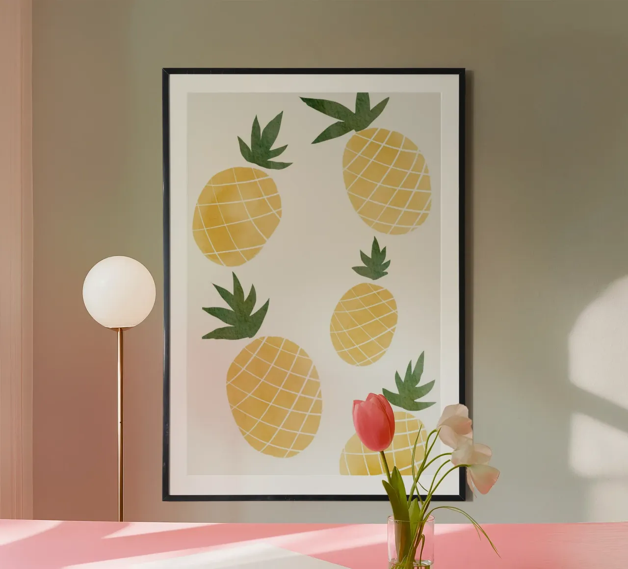 Illustrazioni di ananas poster con telaio in alluminio da Melloi Art Print