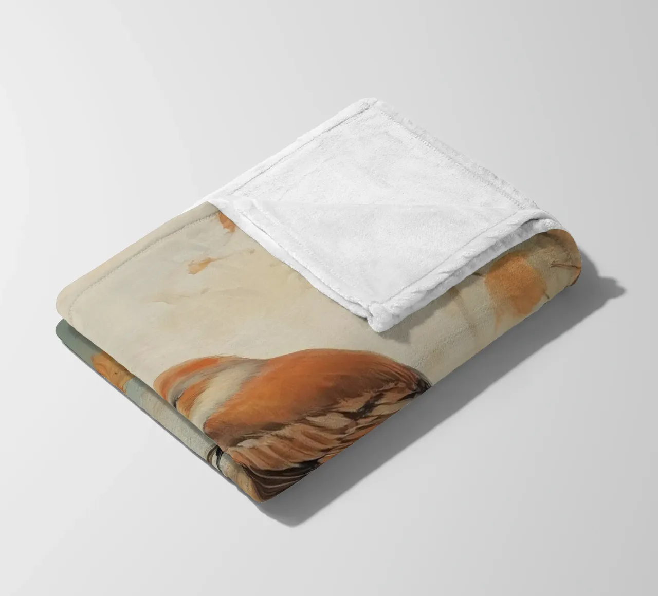 Oiseau d'automne perché sur une branche plaid polaire de Melloi Art Print