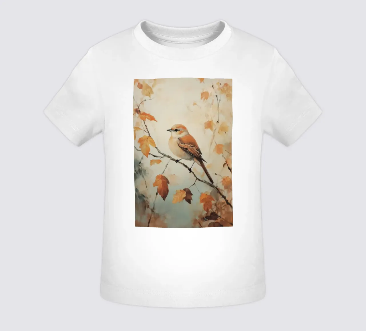 Uccello autunnale appollaiato su un ramo maglietta neonato da Melloi Art Print