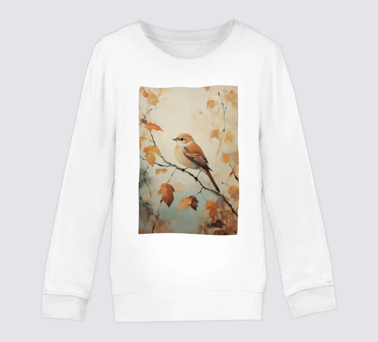 Uccello autunnale appollaiato su un ramo felpa bambino da Melloi Art Print