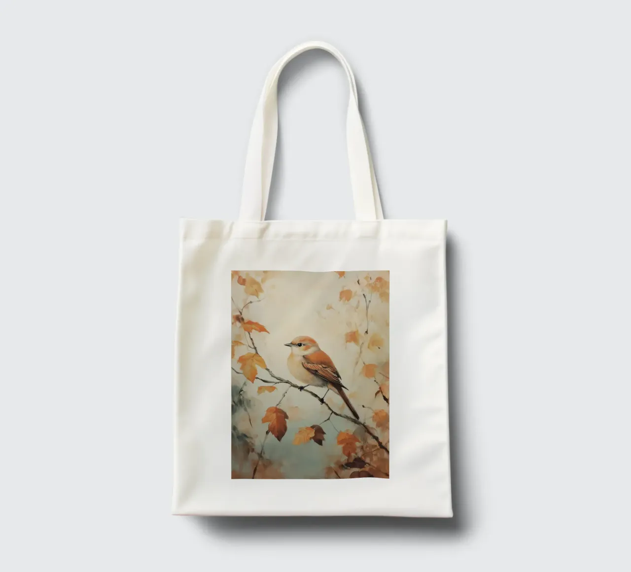 Uccello autunnale appollaiato su un ramo borsa in juta da Melloi Art Print