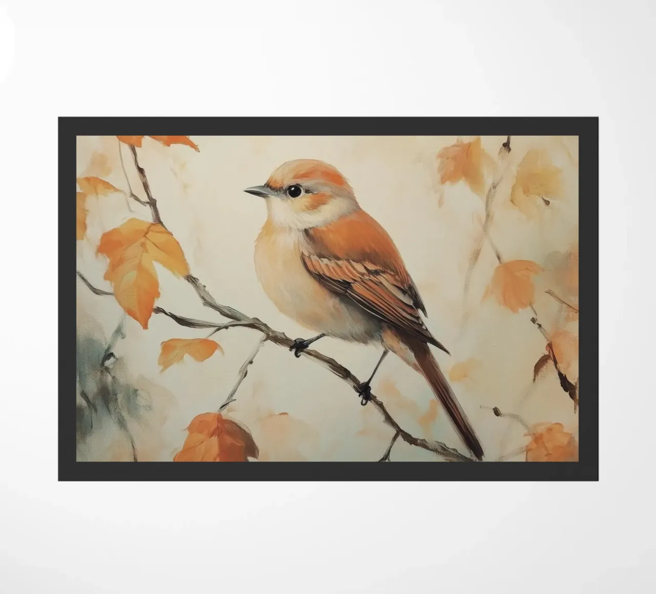 Uccello autunnale appollaiato su un ramo zerbino da Melloi Art Print