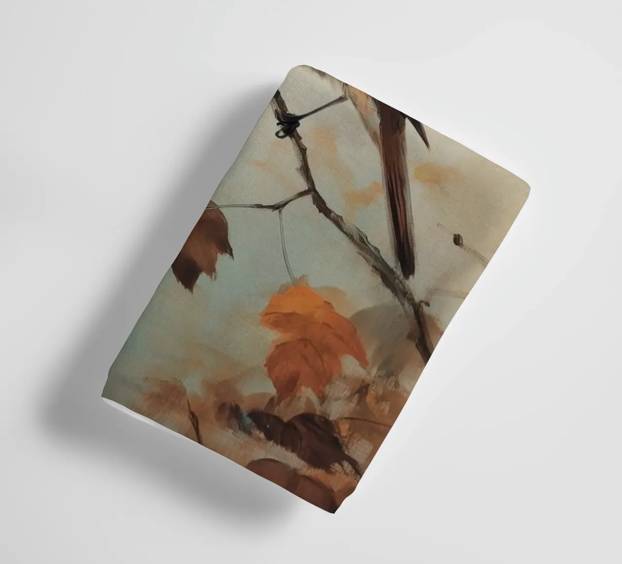 Autumn Bird Perched on Branch towel by Melloi Art Print