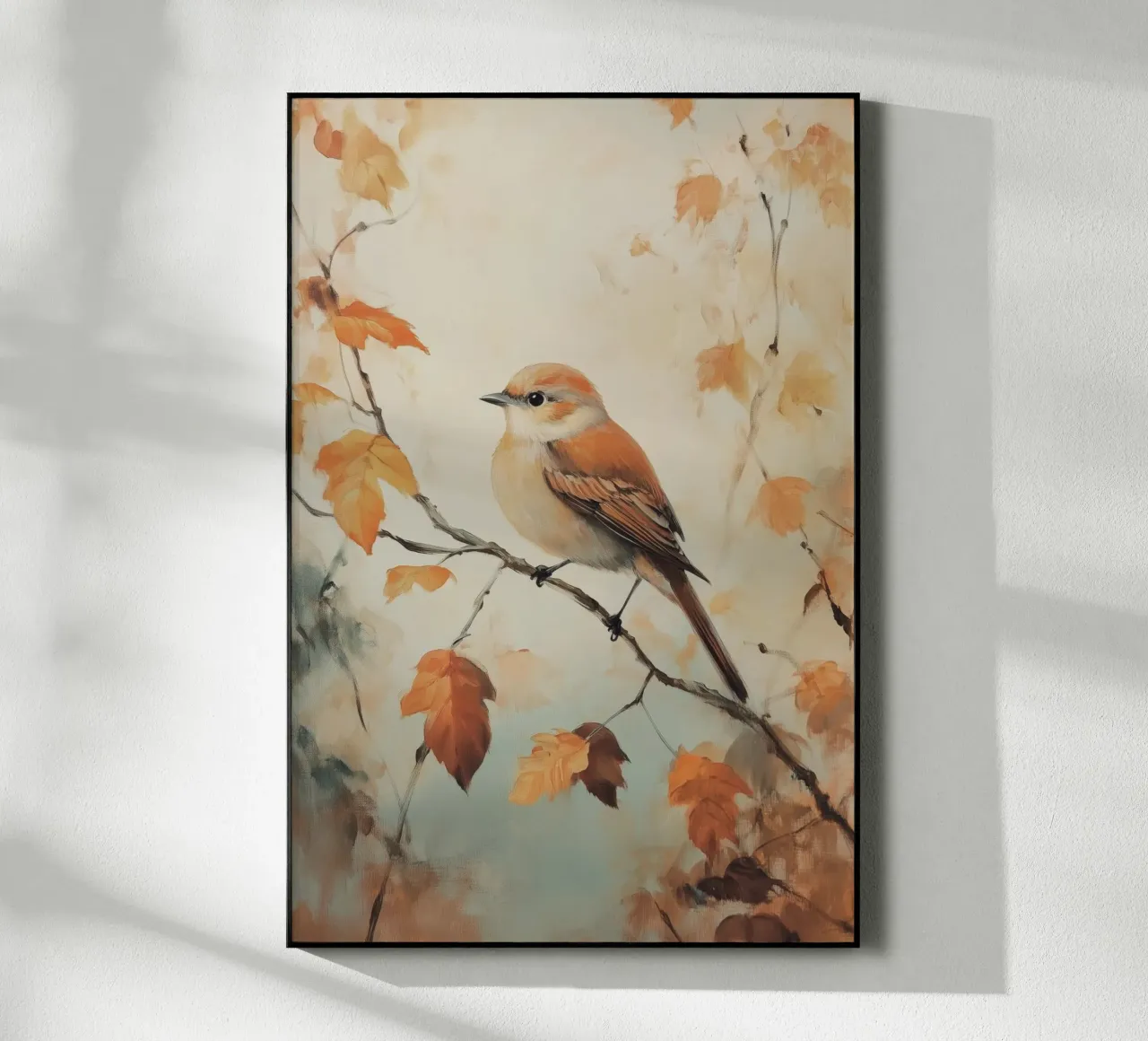 Herbstvogel auf einem Zweig Acryl-Glas von Melloi Art Print