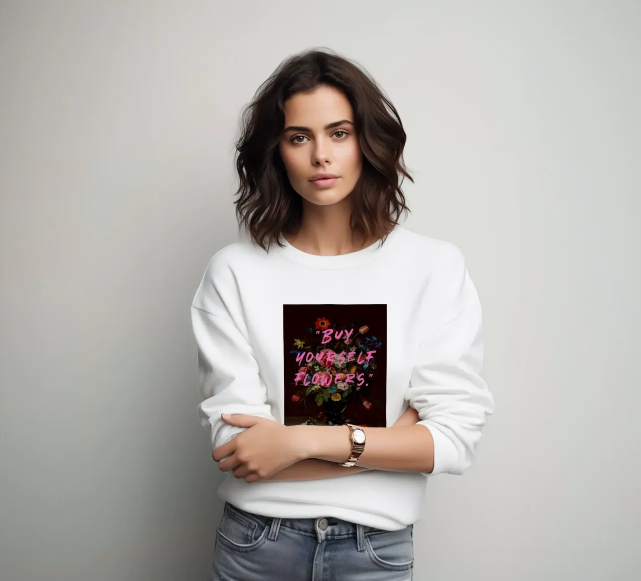 Comprate i vostri fiori", Pittura floreale felpa da Carinaprint