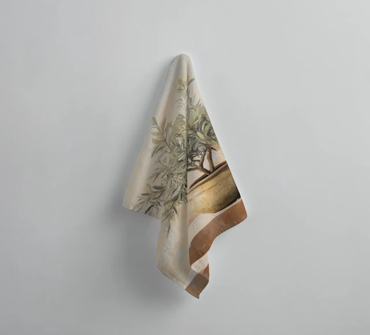 Elegant Potted Olive Tree towel by Melloi Art Print