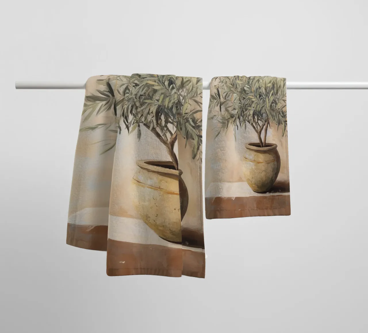 Elegant Potted Olive Tree towel by Melloi Art Print