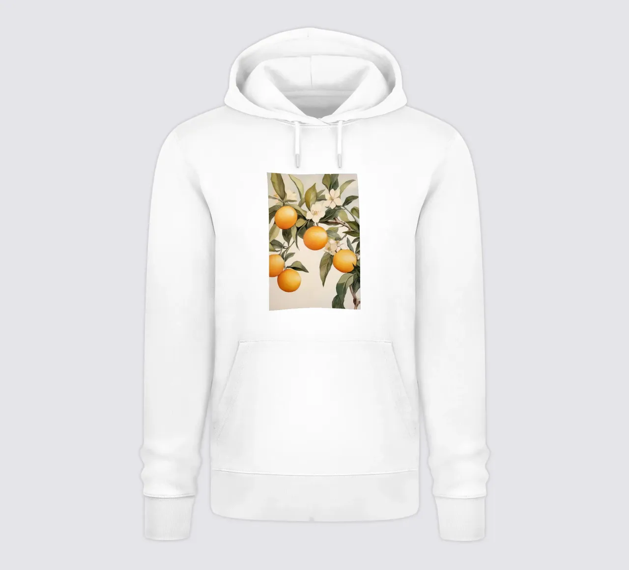Ramo di albero arancione con fiori felpa con cappuccio da Melloi Art Print
