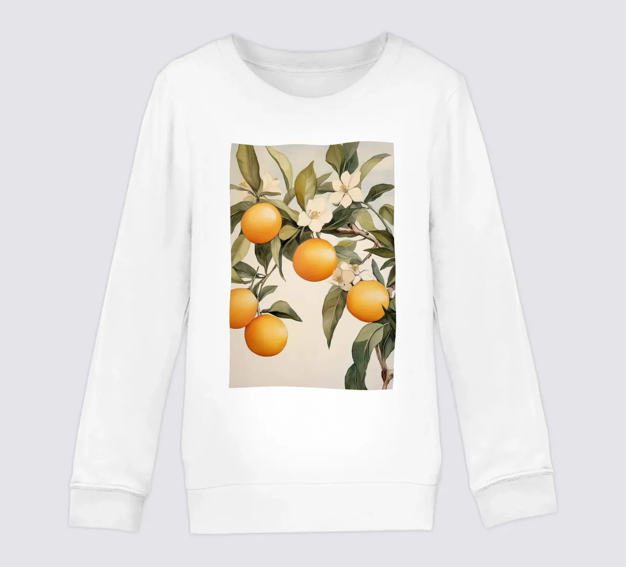 Ramo di albero arancione con fiori felpa bambino da Melloi Art Print