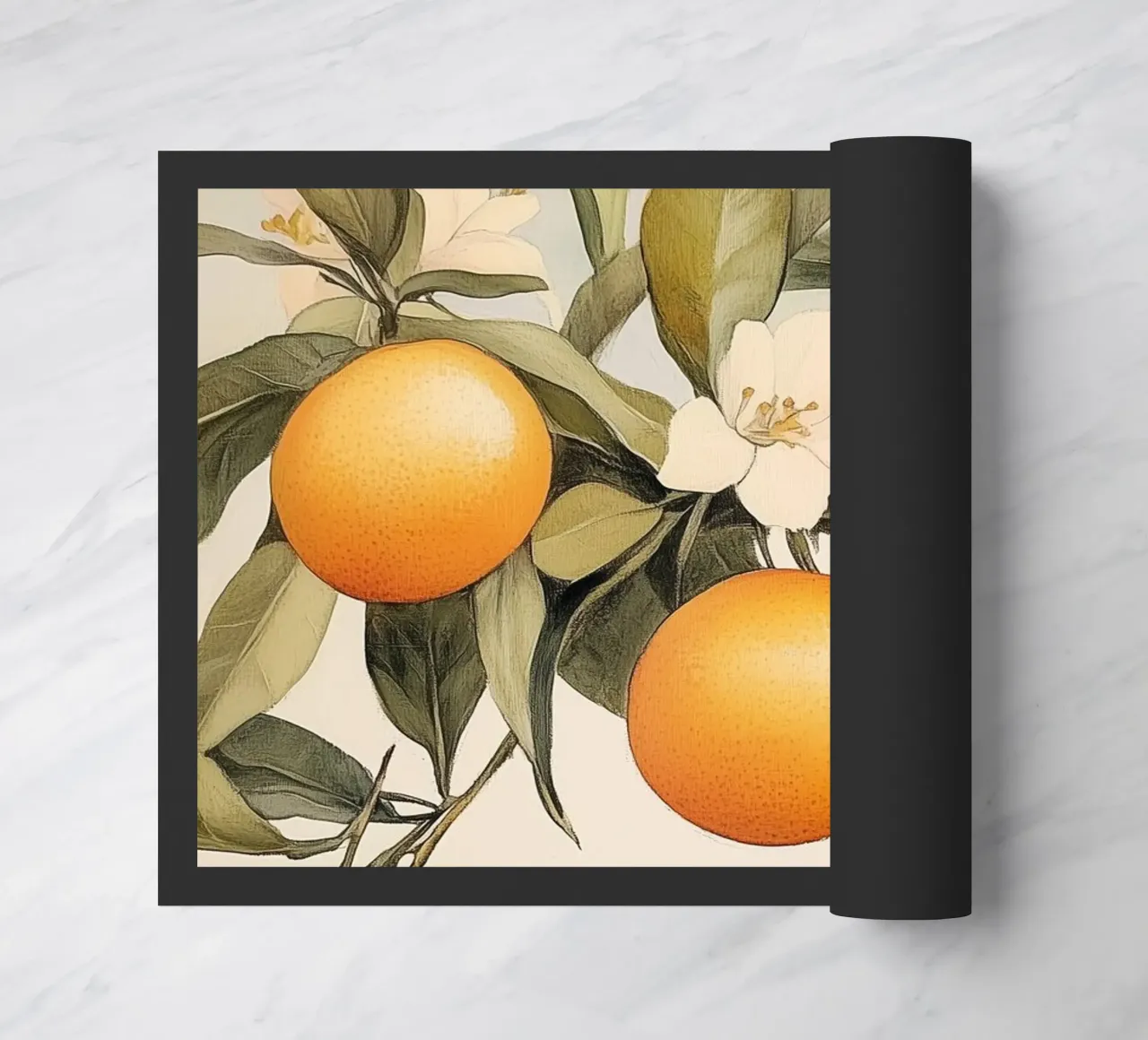 Ramo di albero arancione con fiori zerbino da Melloi Art Print