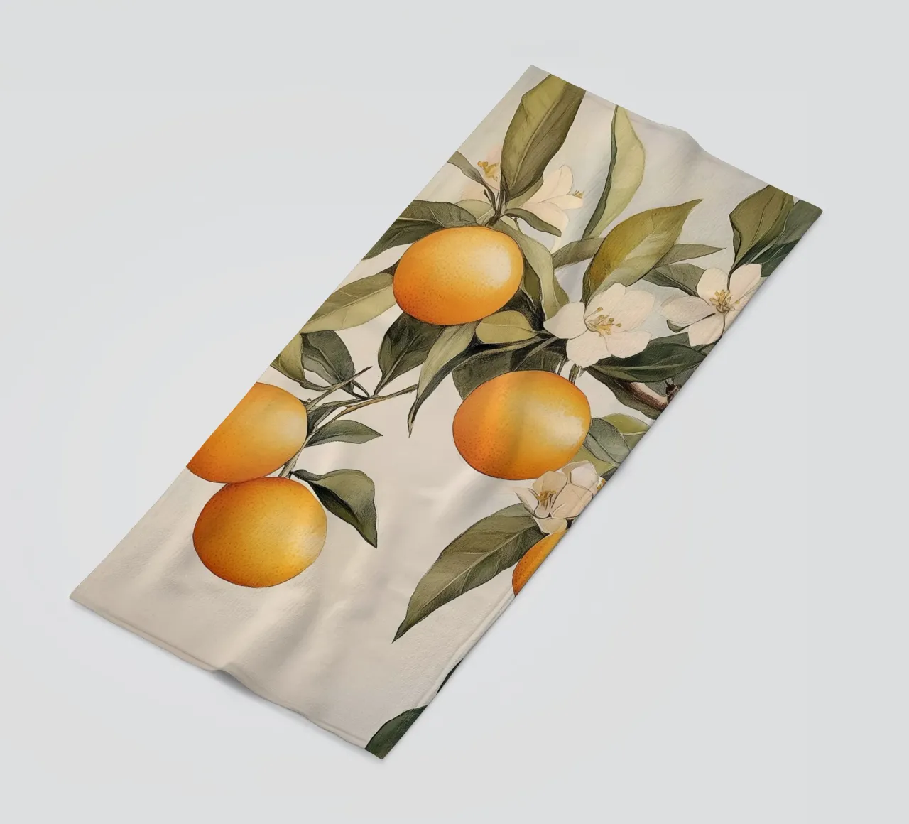 Ramo di albero arancione con fiori telo mare da Melloi Art Print