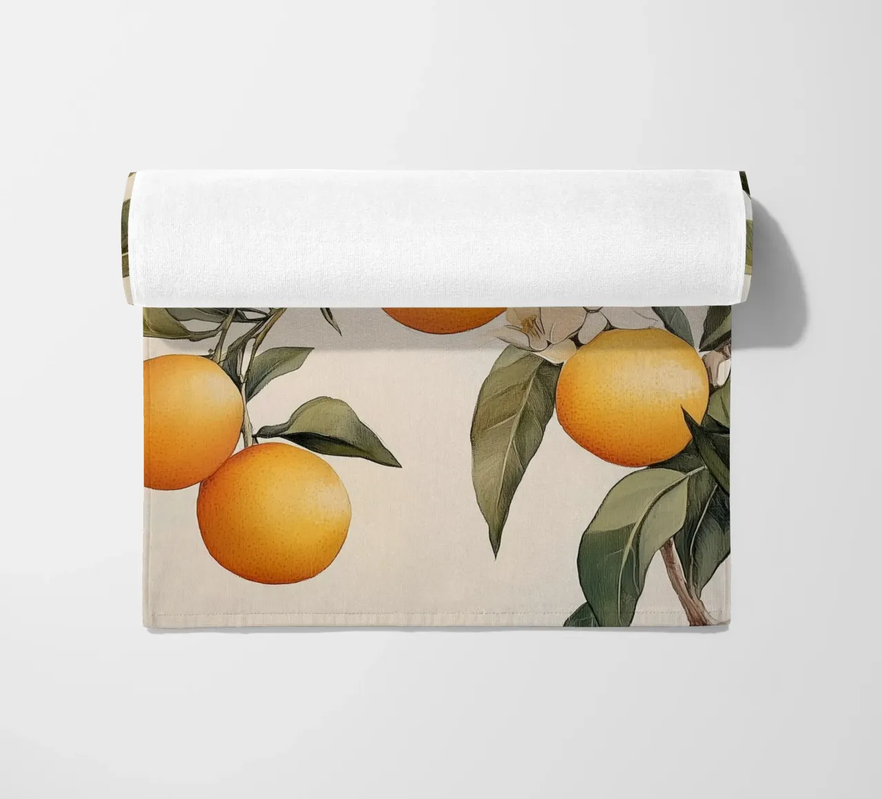Ramo di albero arancione con fiori telo mare da Melloi Art Print
