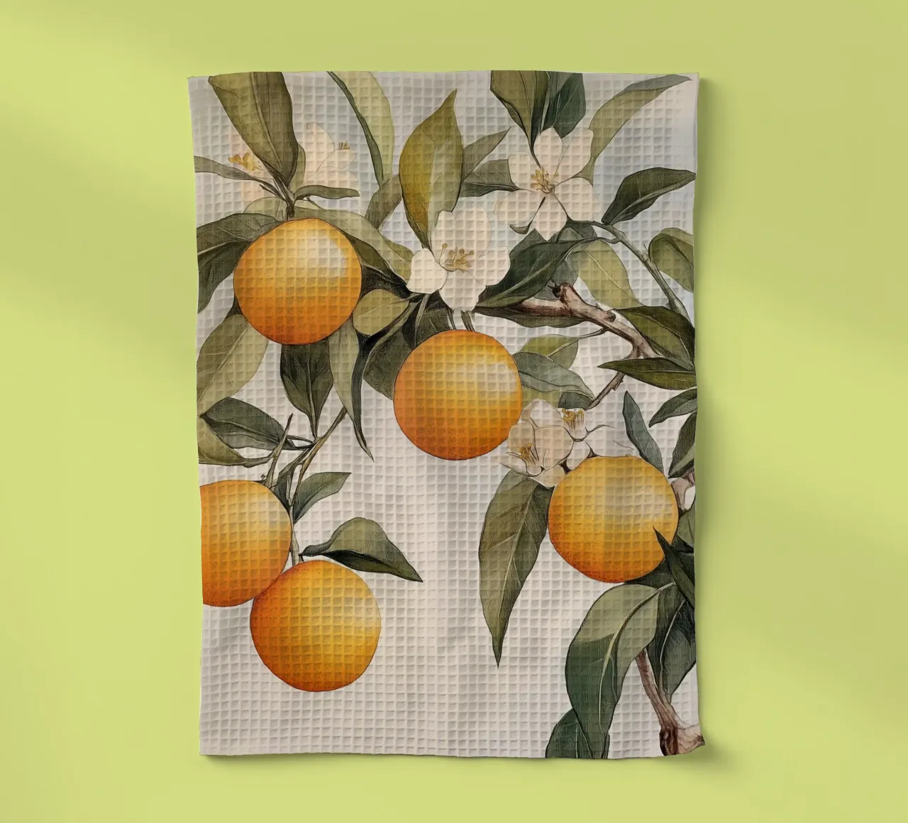 Ramo di albero arancione con fiori canovaccio da cucina da Melloi Art Print