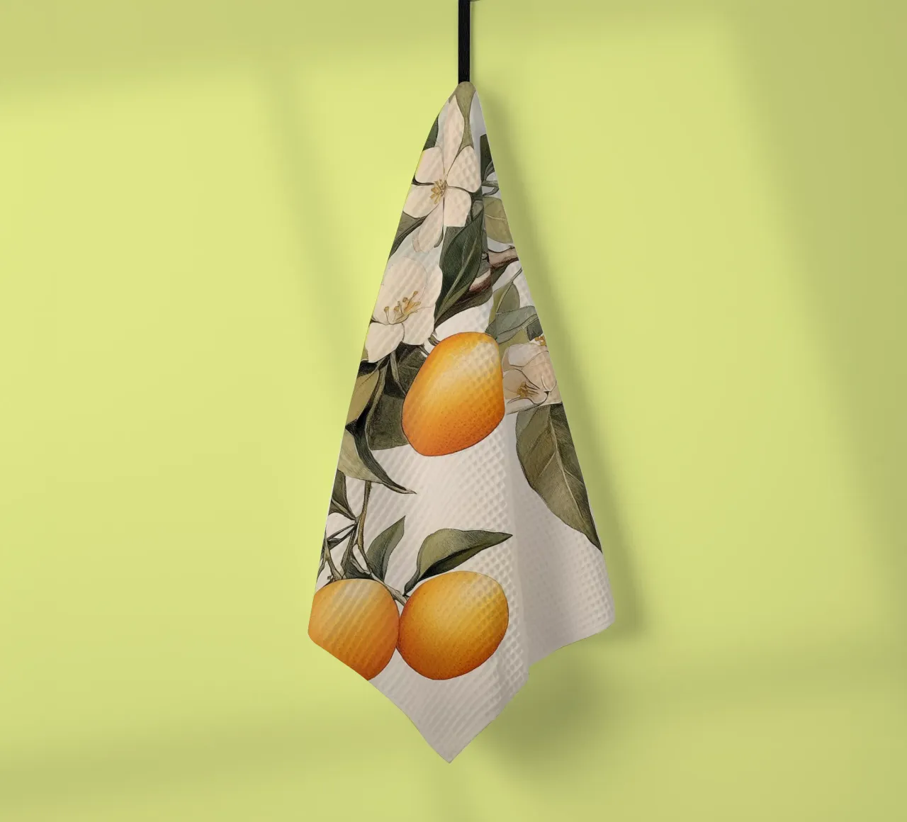 Ramo di albero arancione con fiori canovaccio da cucina da Melloi Art Print
