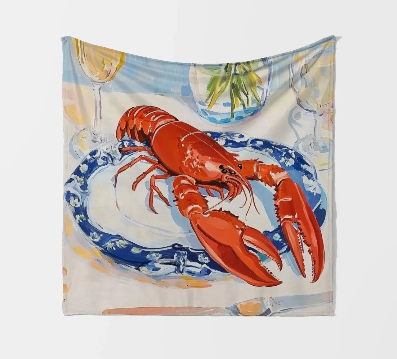 Festive Lobster Dinner Fleecedecke von Melloi Art Print
