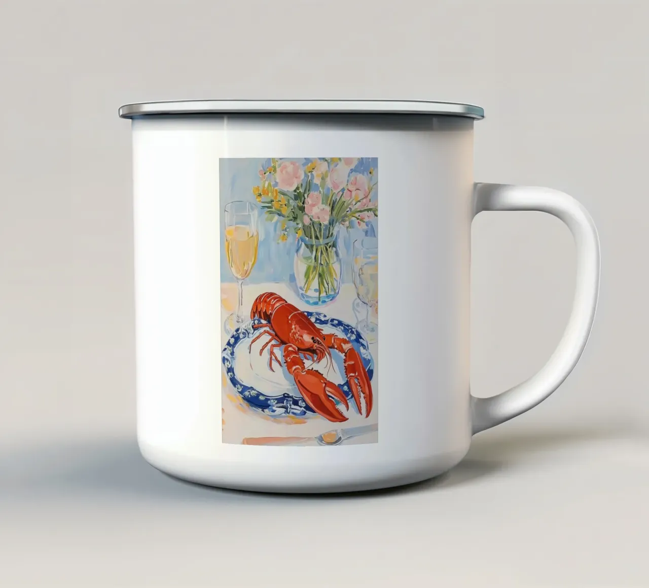 Cena festiva a base di aragosta tazza in smalto da Melloi Art Print