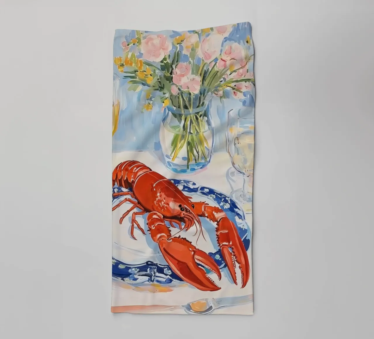 Festive Lobster Dinner towel by Melloi Art Print