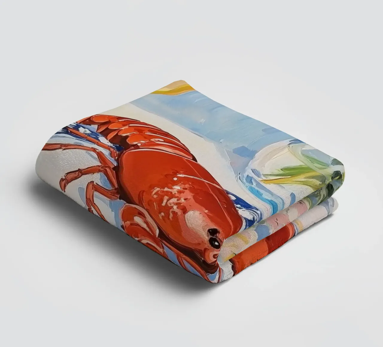 Festive Lobster Dinner towel by Melloi Art Print