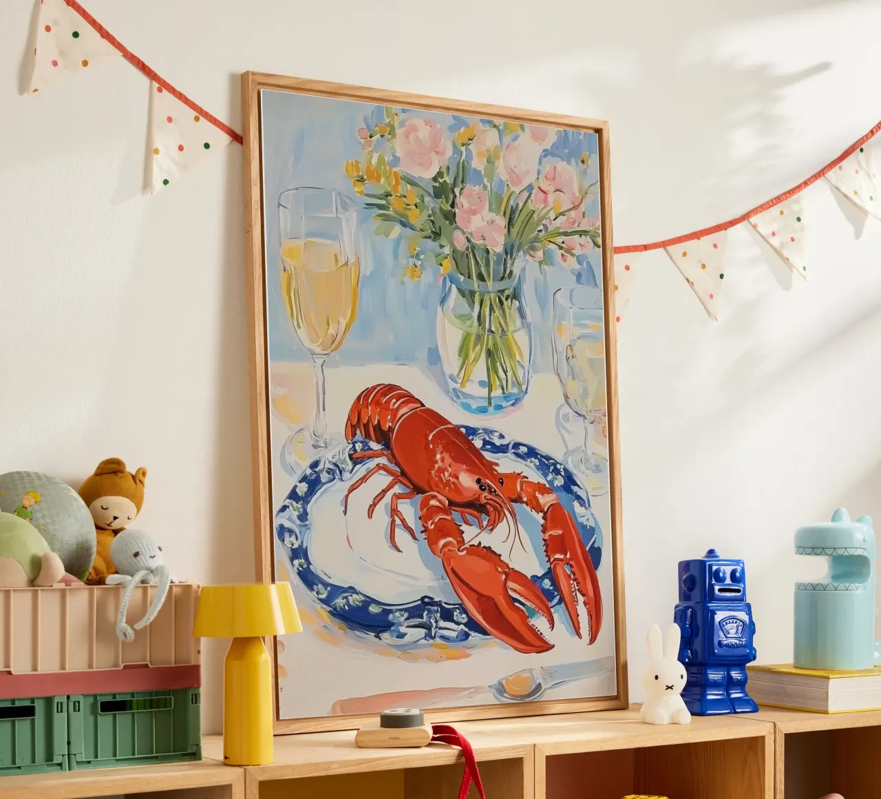 Festive Lobster Dinner acrylic glass by Melloi Art Print
