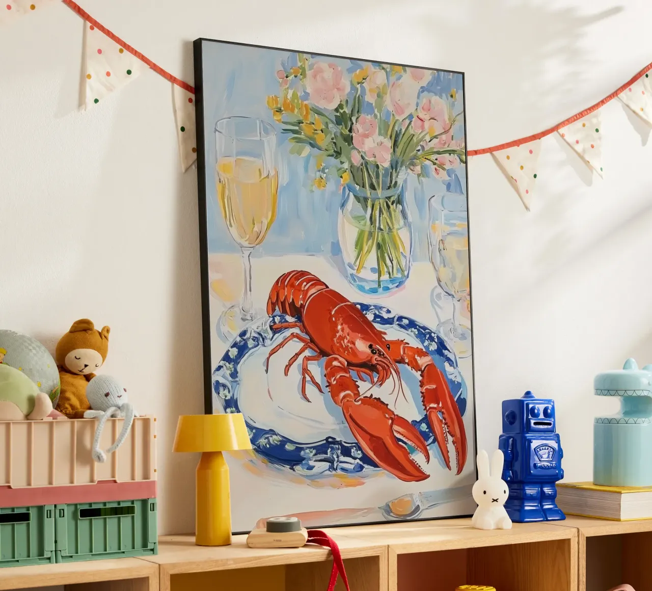 Feestelijk Kreeft Diner aluminium-dibond van Melloi Art Print