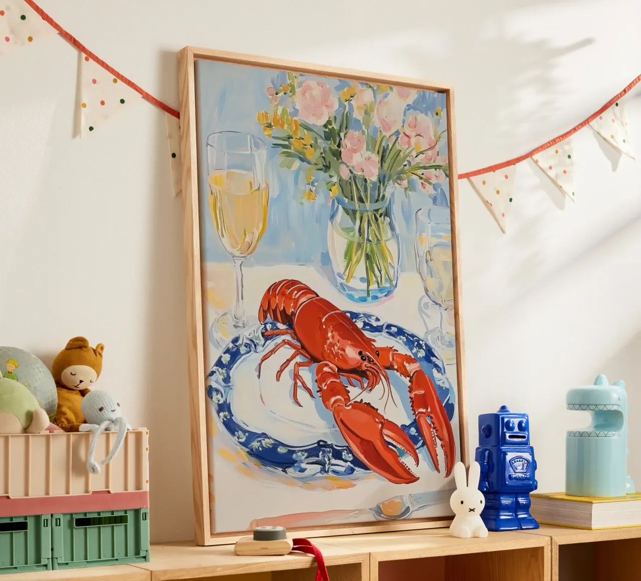 Feestelijk Kreeft Diner canvas met Baklijst van Melloi Art Print