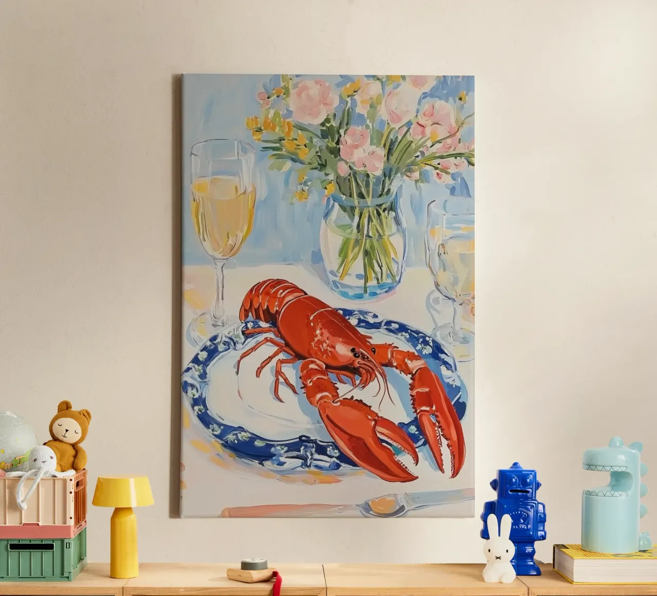 Feestelijk Kreeft Diner canvas met Baklijst van Melloi Art Print