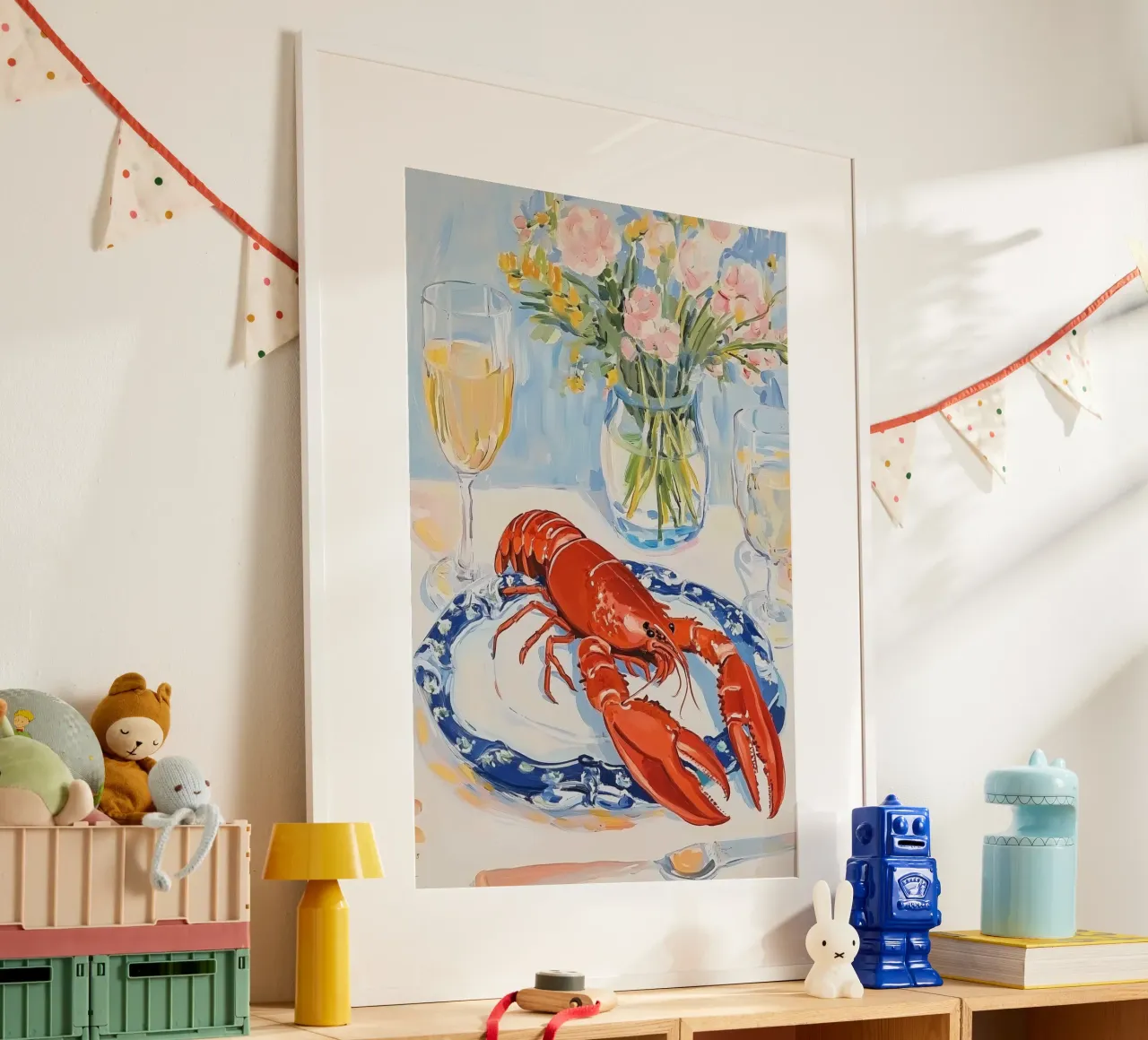 Festive Lobster Dinner poster by Melloi Art Print
