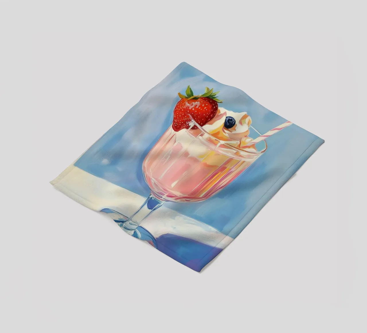 Pink Milkshake with Fresh Fruits fleece blanket by Melloi Art Print