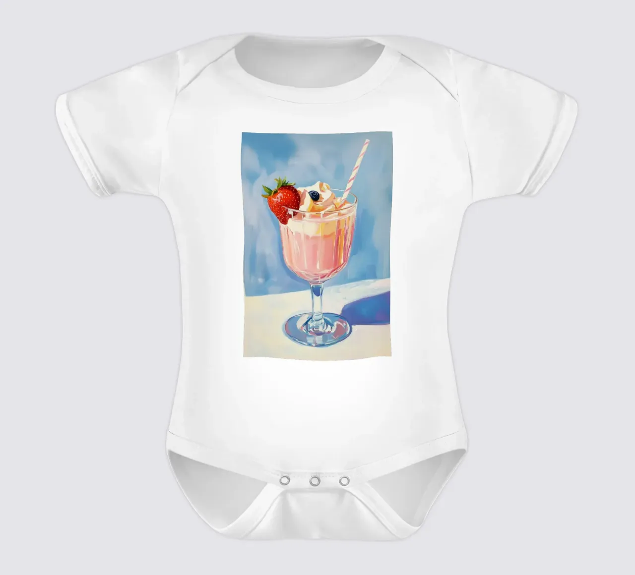 Frullato rosa con frutta fresca body neonato maniche corte da Melloi Art Print