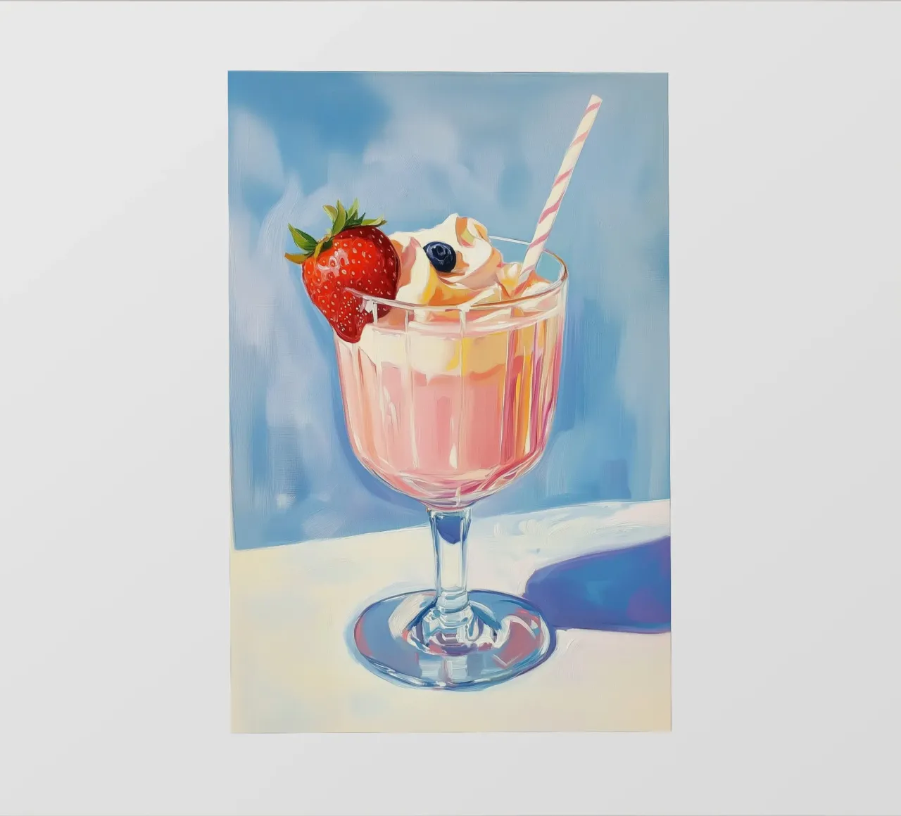 Frullato rosa con frutta fresca pellicola backlit da Melloi Art Print