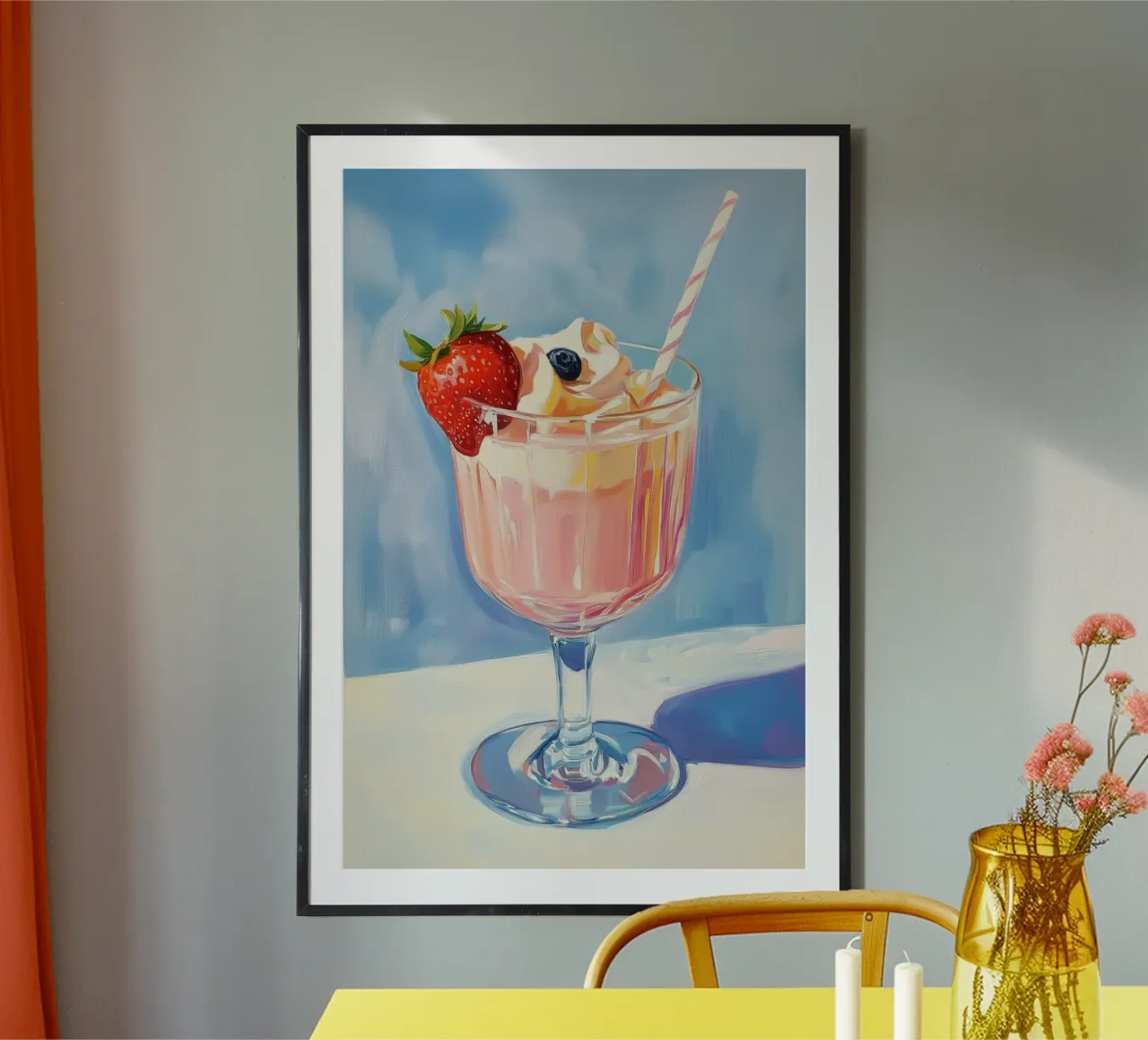 Frullato rosa con frutta fresca carta hahnemühle da Melloi Art Print