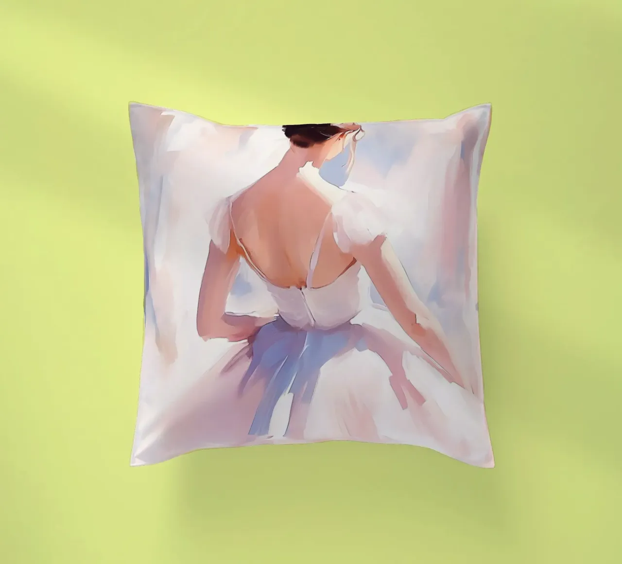 Ballerina in tutù bianco cuscino da Melloi Art Print