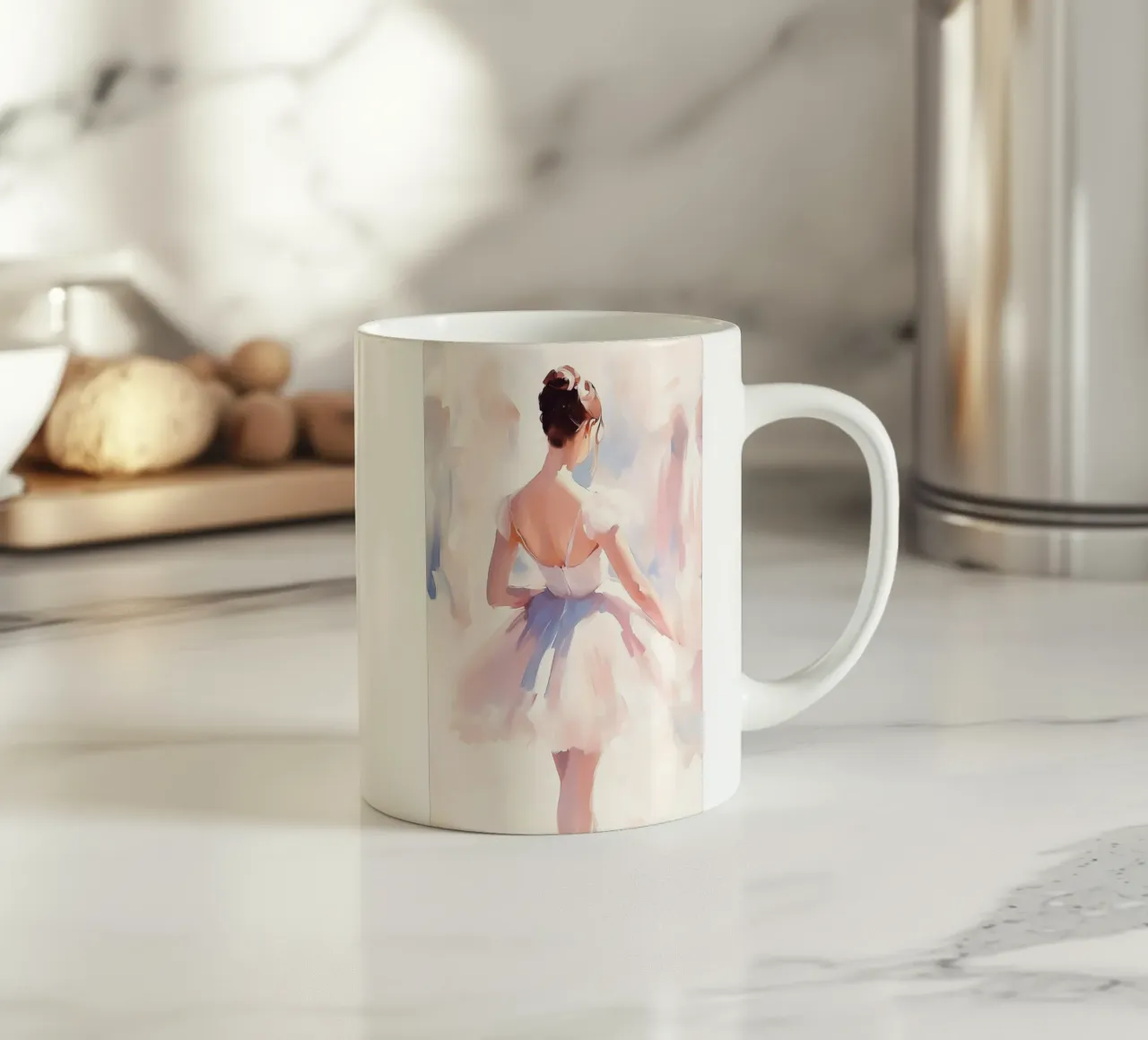 Ballerina in tutù bianco tazza in ceramica da Melloi Art Print