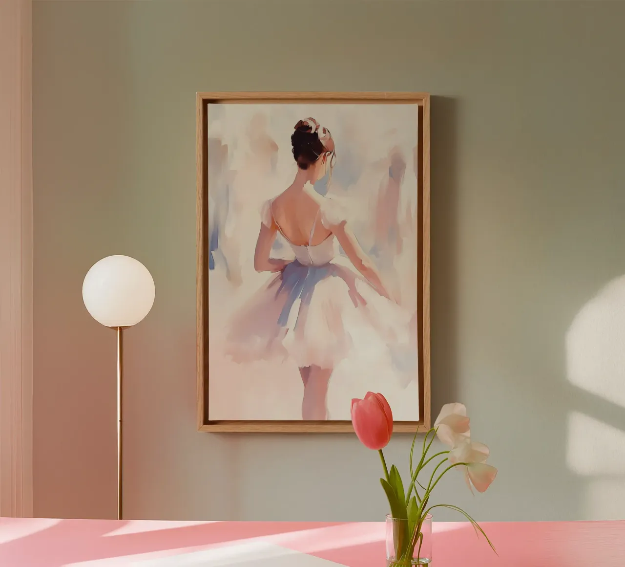 Ballerina in tutù bianco tela con Cornice a cassetta da Melloi Art Print