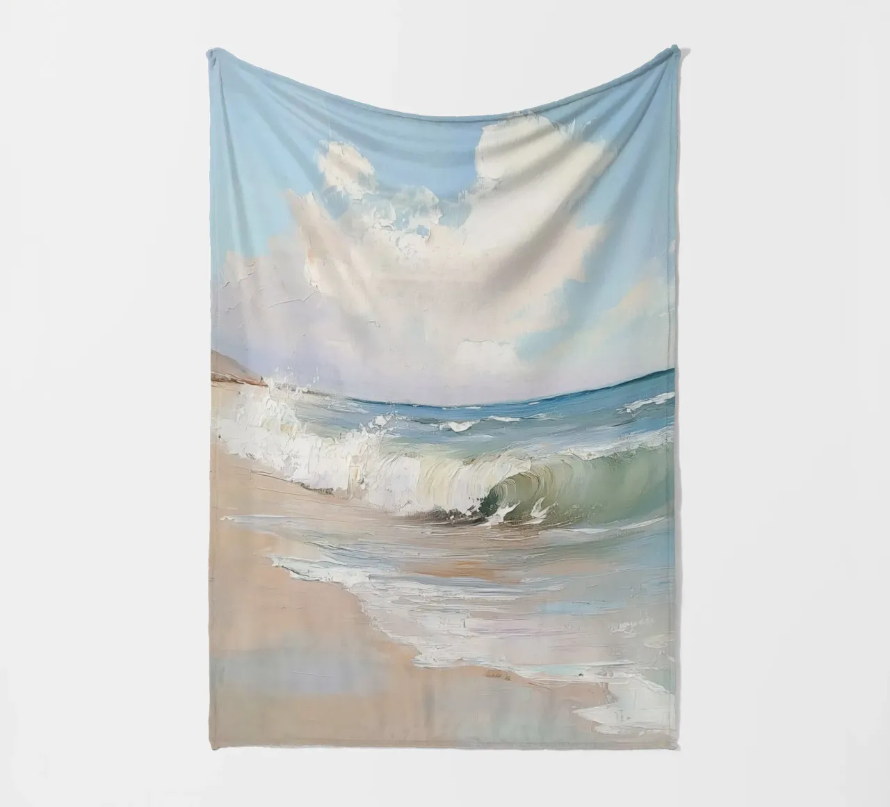 Spiaggia tranquilla coperta in pile da Melloi Art Print
