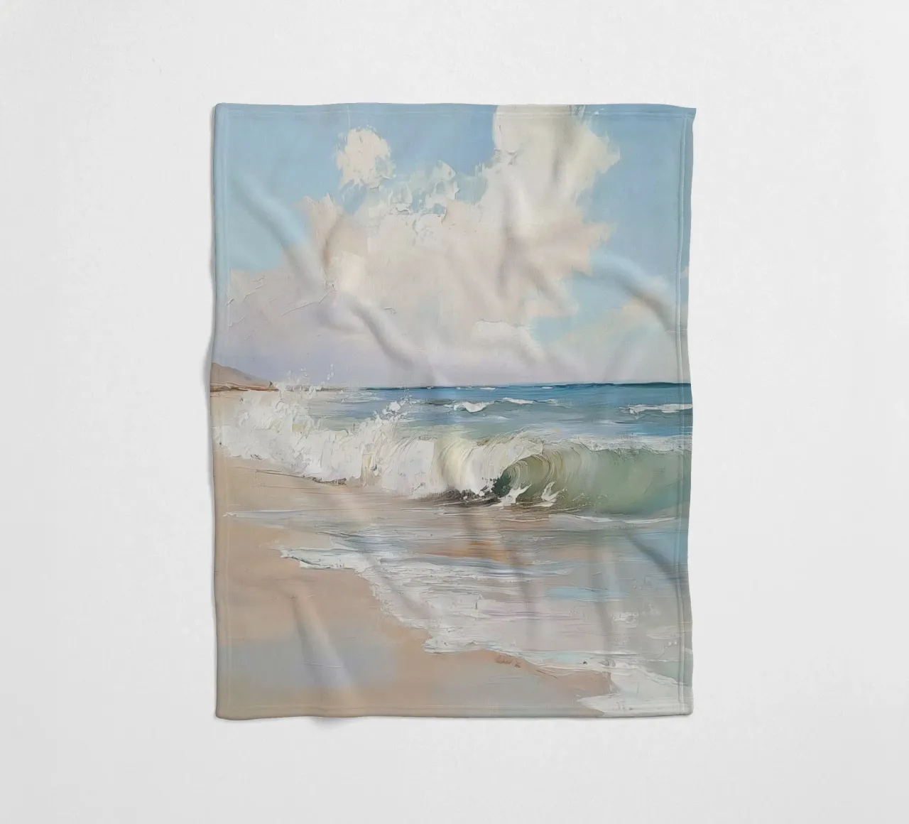 Spiaggia tranquilla coperta in pile da Melloi Art Print