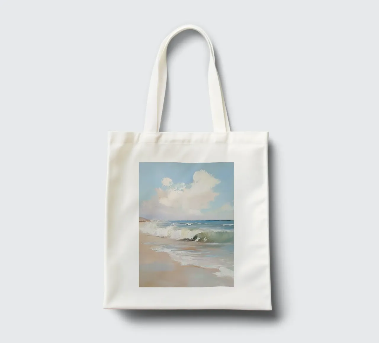 Spiaggia tranquilla borsa in juta da Melloi Art Print