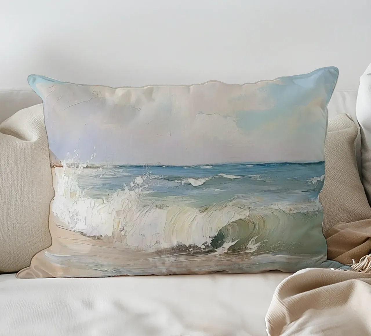 Spiaggia tranquilla cuscino da Melloi Art Print