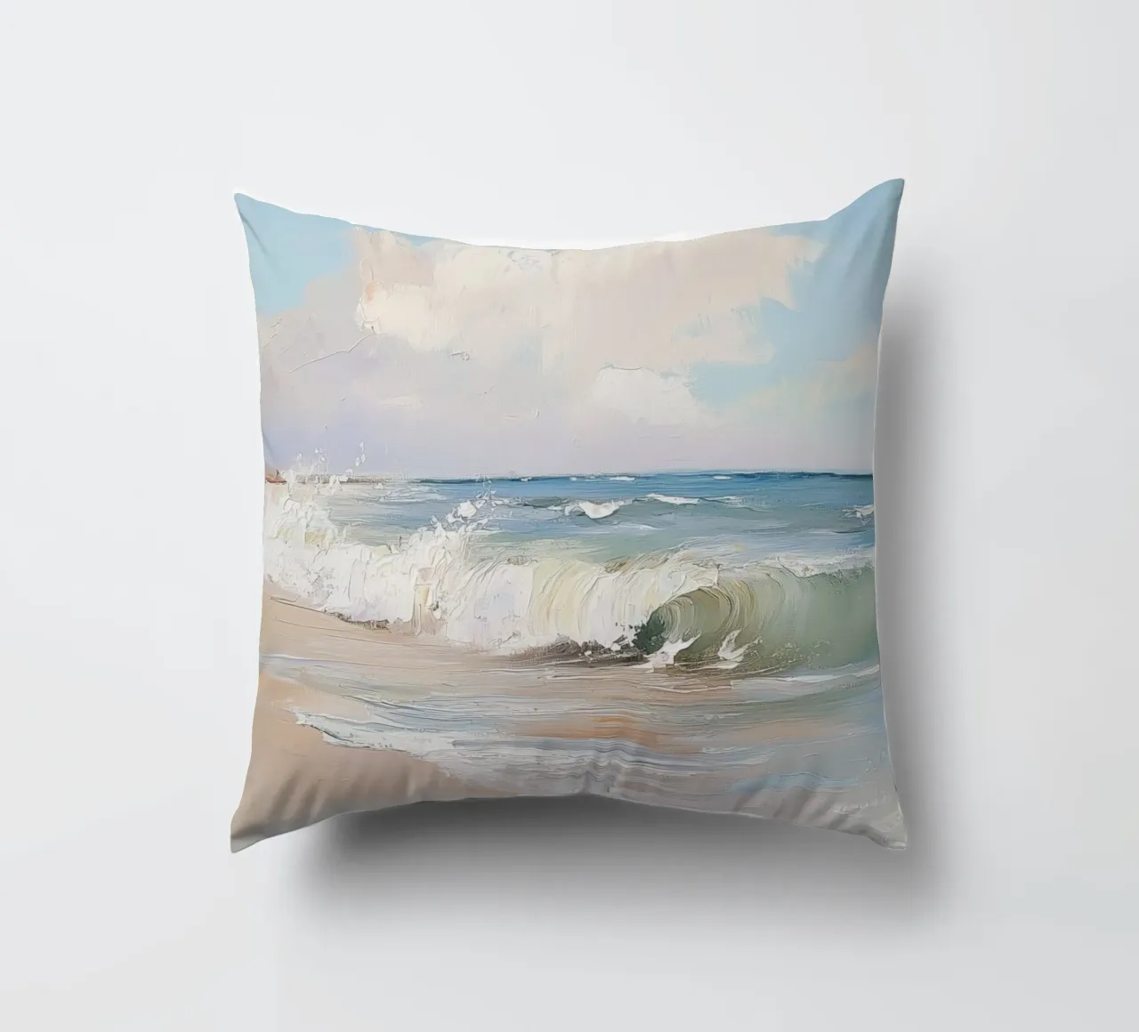 Spiaggia tranquilla cuscino da Melloi Art Print