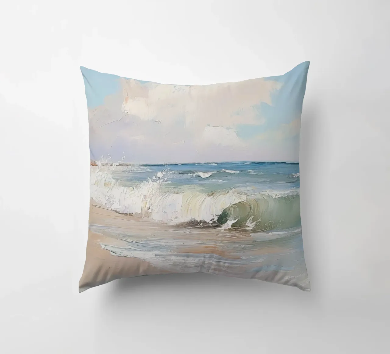 Spiaggia tranquilla cuscino da Melloi Art Print