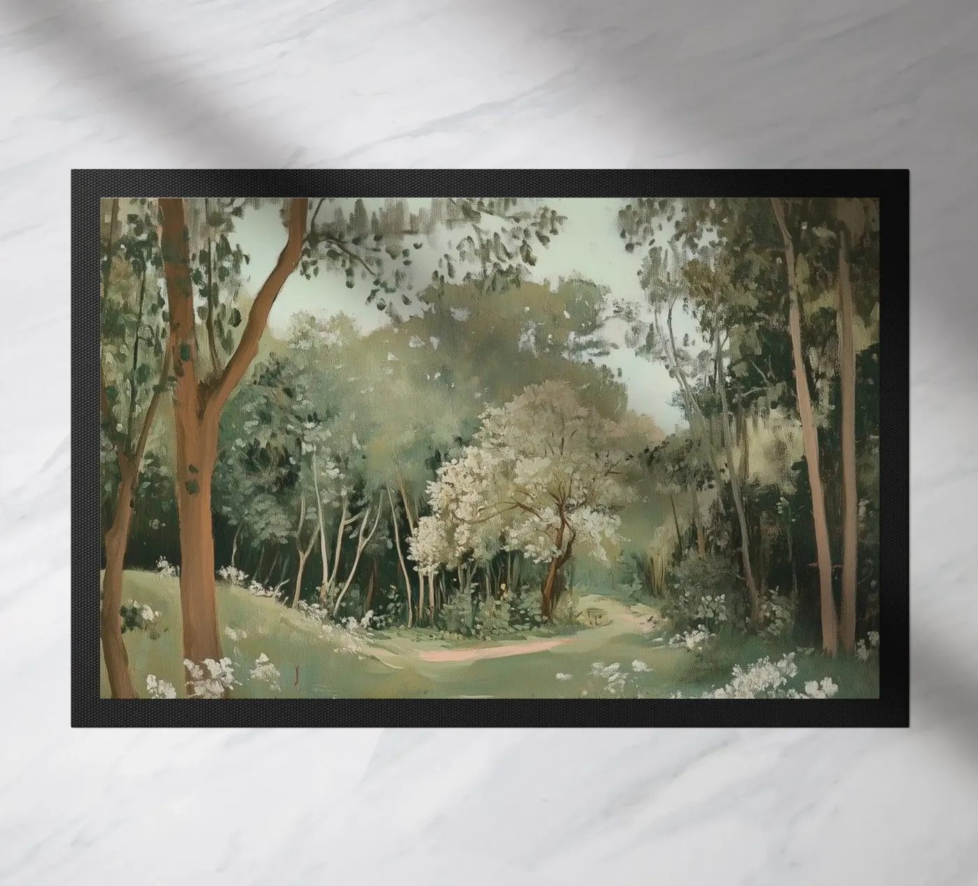 Sentiero della foresta tranquilla zerbino da Melloi Art Print